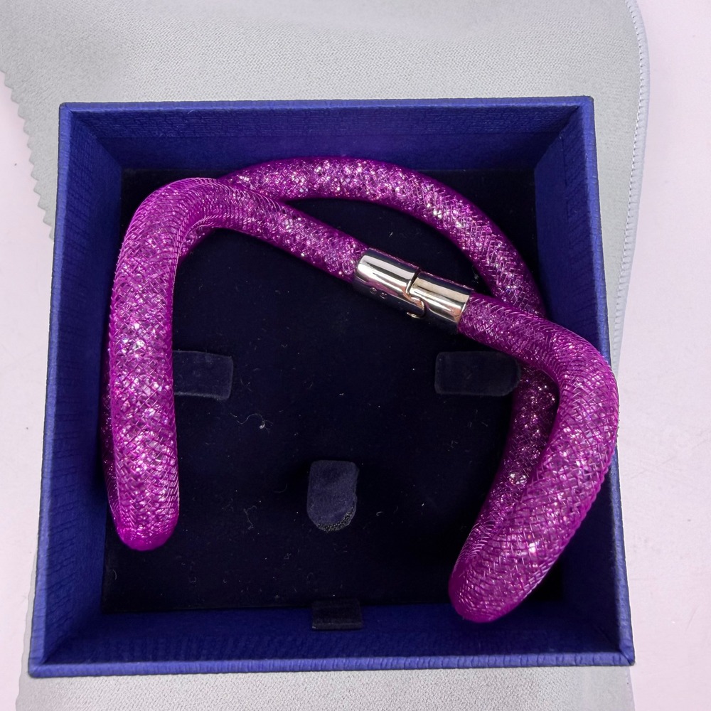 Swarovski Stardust Glam Y2K Women Bracelet Fuchsia Pink Crystal Mesh Magnetic M